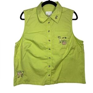 Women’s Sleeveless Button Front Summer Beaded Embroidered Shirt Size X (14W)